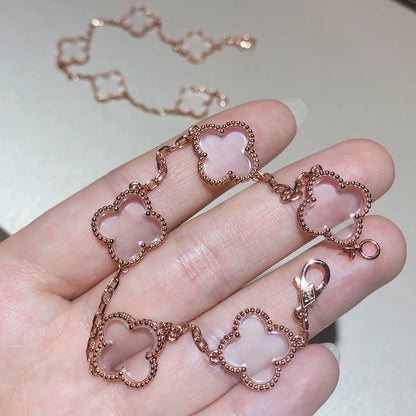 [Luna Brilliance]CLOVER 5 MOTIF ROCK CRYSTAL BRACELET
