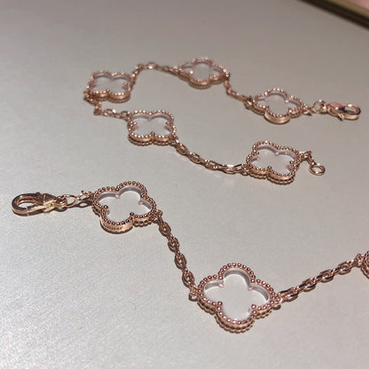 [Luna Brilliance]CLOVER 5 MOTIF ROCK CRYSTAL BRACELET