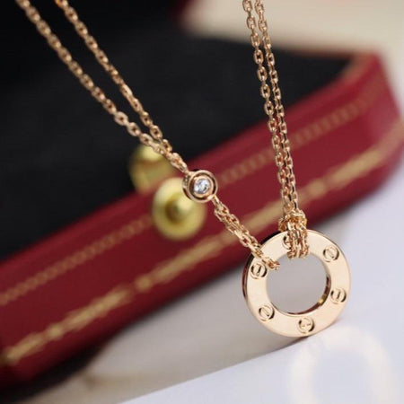 [Luna Brilliance]LOVE NECKLACE ADJUSTABLE ROSE GOLD 2 DIAMOND