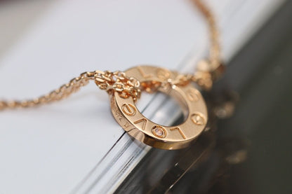 [Luna Brilliance]LOVE NECKLACE ADJUSTABLE ROSE GOLD 2 DIAMOND