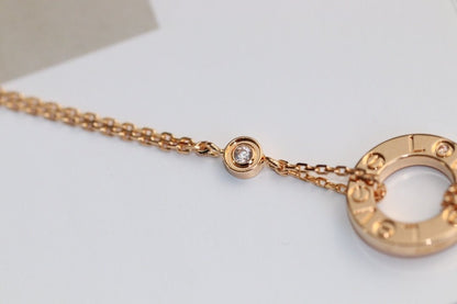[Luna Brilliance]LOVE NECKLACE ADJUSTABLE ROSE GOLD 2 DIAMOND