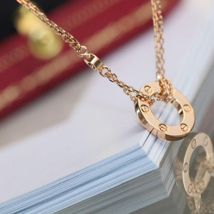 [Luna Brilliance]LOVE NECKLACE ADJUSTABLE ROSE GOLD 2 DIAMOND