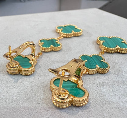[Luna Brilliance]CLOVER MALACHITE 3 MOTIFS GOLD
