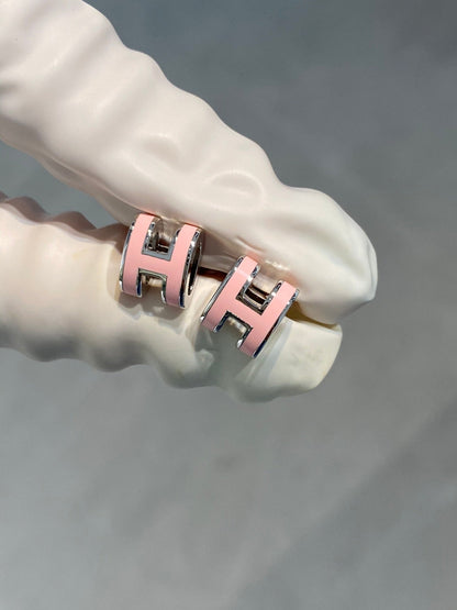 [Luna Brilliance]MINI POP H SILVER EARRINGS PINK