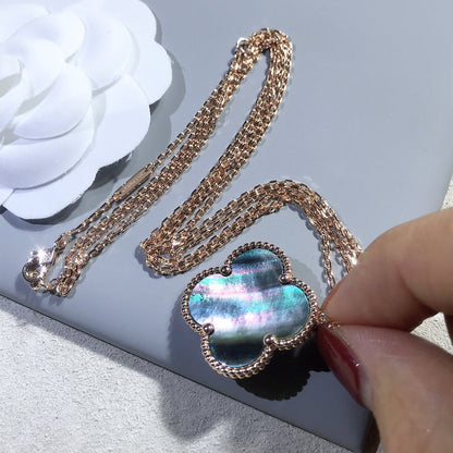 [Luna Brilliance]CLOVER 25MM GOLD DARK MOP BIG CLOVER NECKLACE