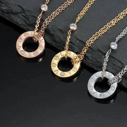 [Luna Brilliance]LOVE NECKLACE 16MM 2 DIAMONDS