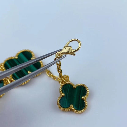 [Luna Brilliance]MAGIC CLOVER MALACHITE GOLD BRACELET 5 MOTIFS