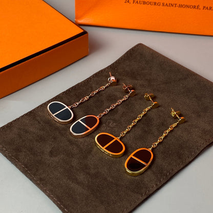 [Luna Brilliance]CHAINE VERSO BLACK CERAMIC EARRINGS