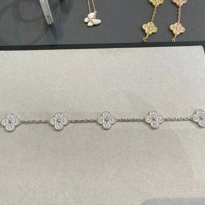 [Luna Brilliance] CLOVER 5 MOTIF FULL DIAMOND BRACELET COLLECTION