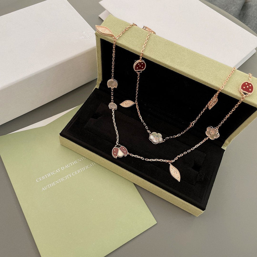 [Luna Brilliance]LUCKY SPRING 15 MOTIFS ROSE GOLD NECKLACE
