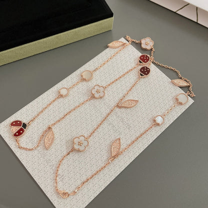 [Luna Brilliance]LUCKY SPRING 15 MOTIFS ROSE GOLD NECKLACE