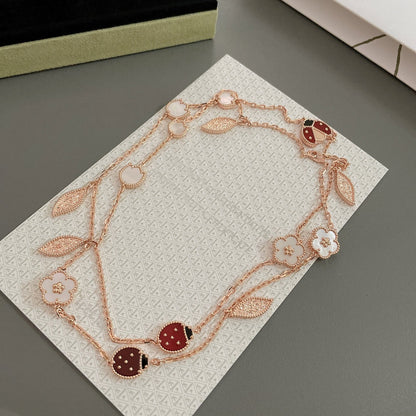 [Luna Brilliance]LUCKY SPRING 15 MOTIFS ROSE GOLD NECKLACE
