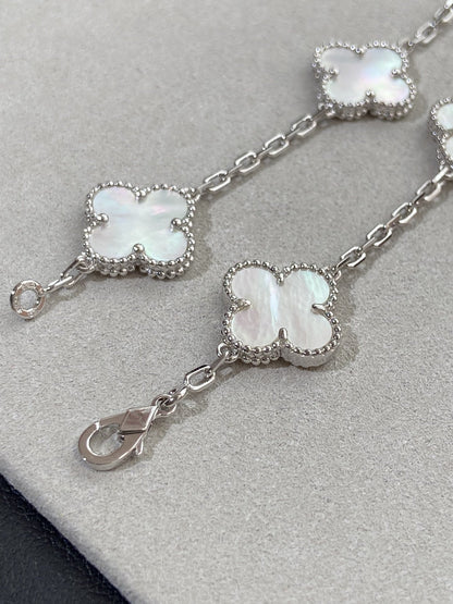 [Luna Brilliance]CLOVER WHITE PEARL MOP 5 MOTIF BRACELET COLLECTION