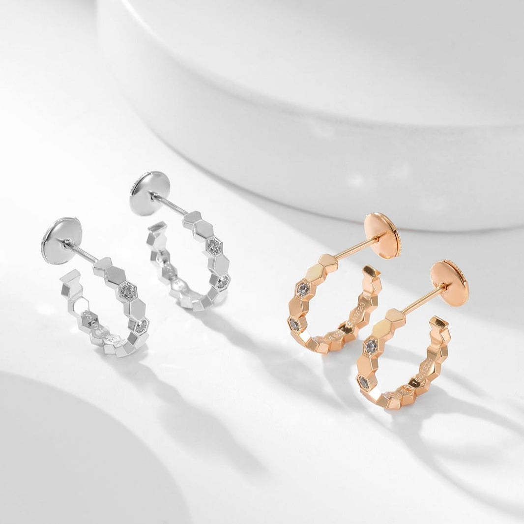 [Luna Brilliance]BEE LOVE DIAMOND HOOP EARRINGS