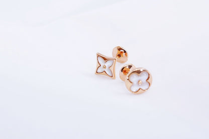 [Luna Brilliance]STAR AND SUN PINK GOLD MOP STUD EARRINGS