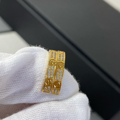 [Luna Brilliance]LOVE DIAMOND GOLD HOOP EARRINGS