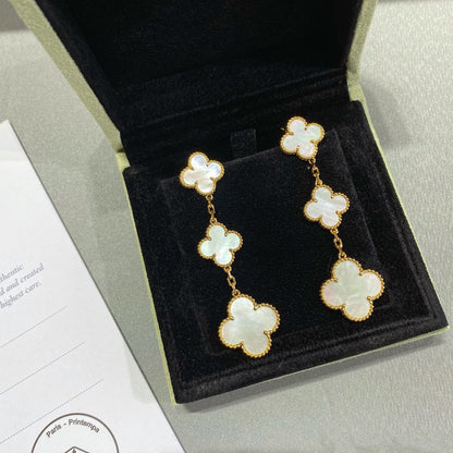 [Luna Brilliance]CLOVER MOP 3 MOTIFS GOLD EARRINGS