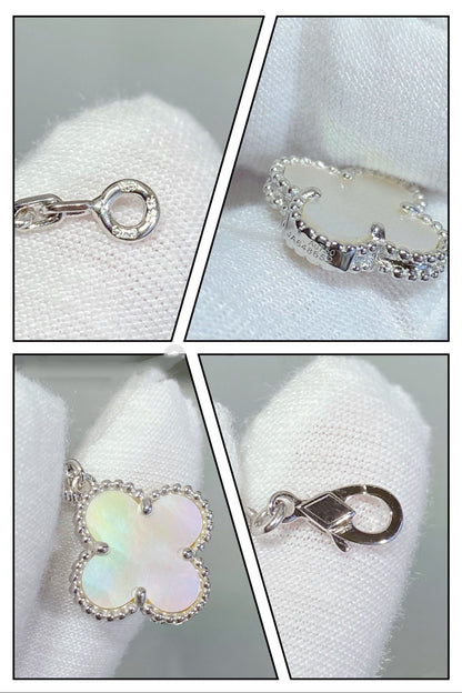 [Luna Brilliance]CLOVER 5 MOTIF WHITE MOP SILVER BRACELET