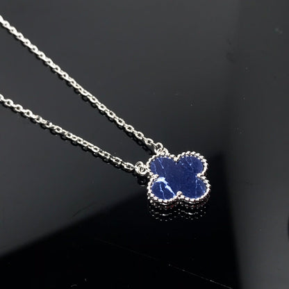 [Luna Brilliance]CLOVER PIETERSITE SILVER LONG NECKLACE