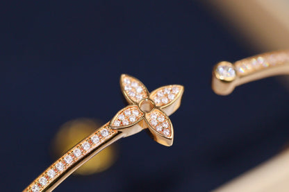[Luna Brilliance]IDYLLE PINK GOLD OPEN BRACELET DIAMOND PAVED