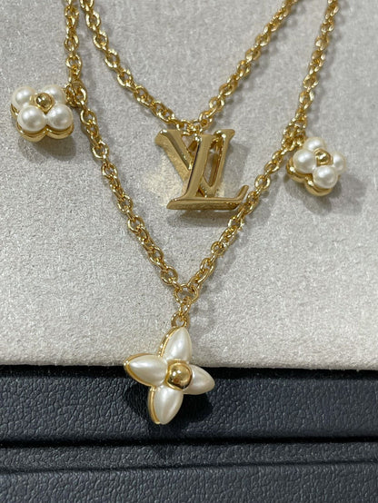[Luna Brilliance]FLOWERGRAM GOLD MOP DOUBLE ROW NECKLACE