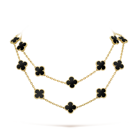 [Luna Brilliance]CLOVER 20 MOTIFS ONYX NECKLACE