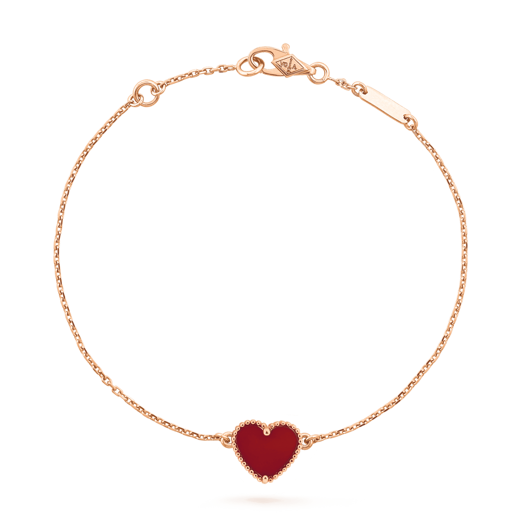 [Luna Brilliance]HEART CARNELIAN PINK GOLD BRACELET