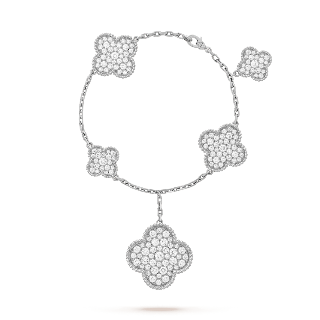 [Luna Brilliance]CLOVER 6 MOTIFS SILVER DIAMOND BRACELET