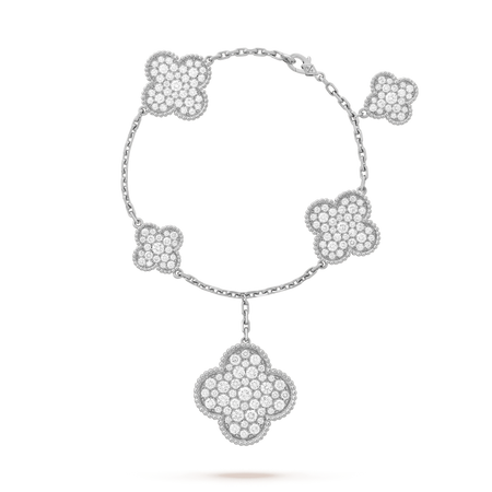 [Luna Brilliance]CLOVER 6 MOTIFS SILVER DIAMOND BRACELET
