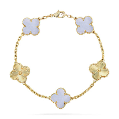 [Luna Brilliance]CLOVER 5 MOTIF PURPLE CHALCEDONY BRACELET COLLECTION