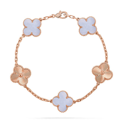 [Luna Brilliance]CLOVER 5 MOTIF PURPLE CHALCEDONY BRACELET COLLECTION