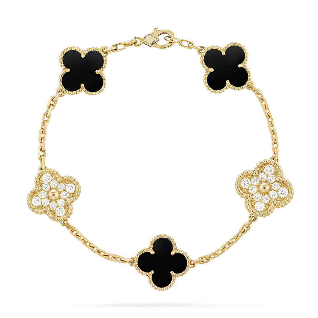 [Luna Brilliance] CLOVER 5 MOTIF ONYXS BRACELET COLLECTION