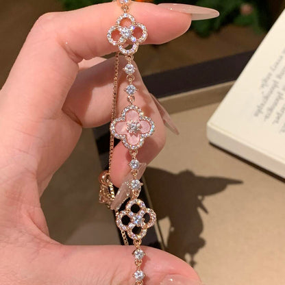 [Luna Brilliance]CLOVER 5 MOTIF PINK BLUE RED WHITE BRACELET