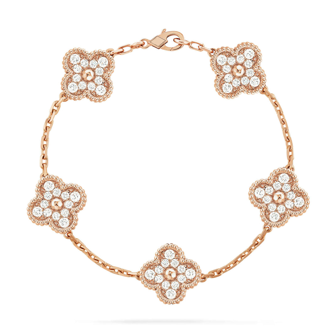[Luna Brilliance] CLOVER 5 MOTIF FULL DIAMOND BRACELET COLLECTION