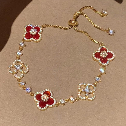 [Luna Brilliance]CLOVER 5 MOTIF PINK BLUE RED WHITE BRACELET