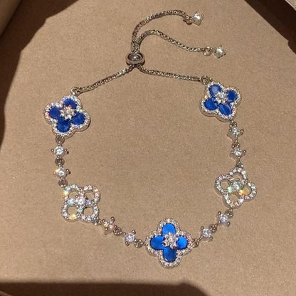 [Luna Brilliance]CLOVER 5 MOTIF PINK BLUE RED WHITE BRACELET