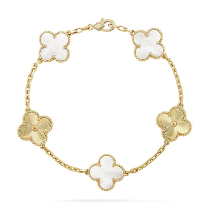 [Luna Brilliance]CLOVER WHITE PEARL MOP 5 MOTIF BRACELET COLLECTION