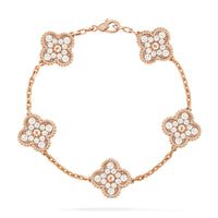 [Luna Brilliance]THICK GOLD-PLATED CUSTOM SIZE EDITION CLOVER ROSE GOLD BRACELET COLLECTION,5 MOTIFS