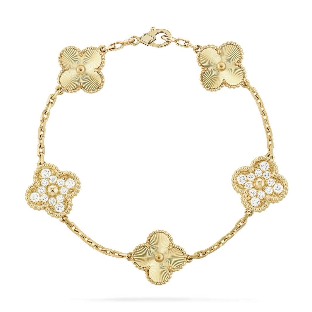 [Luna Brilliance]CLOVER DIAMOND GOLD BRACELET COLLECTION,5 MOTIFS