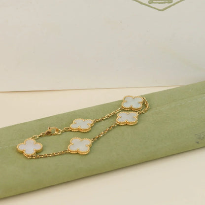 [Luna Brilliance]CLOVER WHITE PEARL MOP 5 MOTIF BRACELET COLLECTION