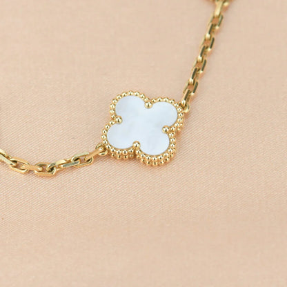[Luna Brilliance]CLOVER WHITE PEARL MOP 5 MOTIF BRACELET COLLECTION