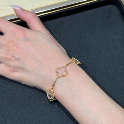 [Luna Brilliance]CLOVER 5 MOTIF ROCK CRYSTAL BRACELET
