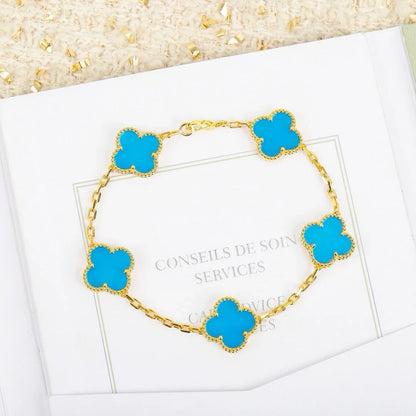 [Luna Brilliance]CLOVER 5 MOTIF TURQUOISE BRACELET COLLECTION