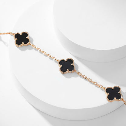 [Luna Brilliance]CLOVER 10 MOTIFS ONYX NECKLACE