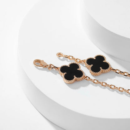[Luna Brilliance]CLOVER 10 MOTIFS ONYX NECKLACE