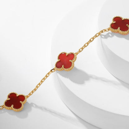 [Luna Brilliance]CLOVER 10 MOTIFS CARNELIAN NECKLACE
