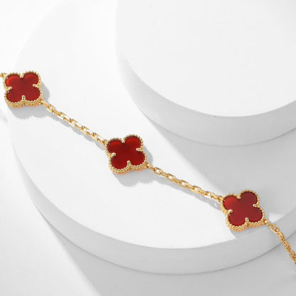 [Luna Brilliance]CLOVER 10 MOTIFS CARNELIAN NECKLACE