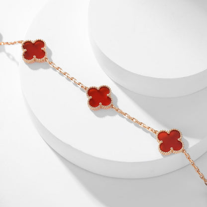 [Luna Brilliance]CLOVER 10 MOTIFS CARNELIAN NECKLACE
