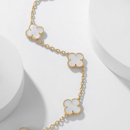 [Luna Brilliance]CLOVER 10 MOTIFS WHITE MOTHER OF PEARL NECKLACE