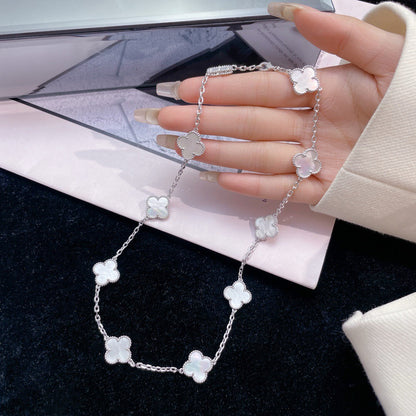 [Luna Brilliance]CLOVER 10 MOTIFS WHITE MOTHER OF PEARL NECKLACE